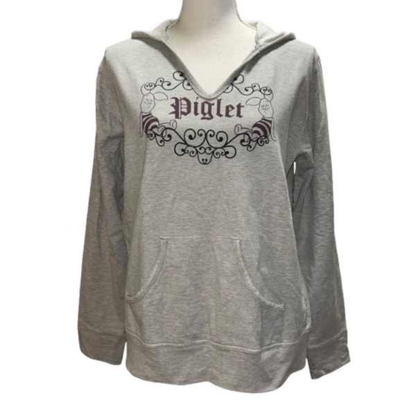 Disney Tops - Disney Piglet hoodie gray XL long sleeved hooded